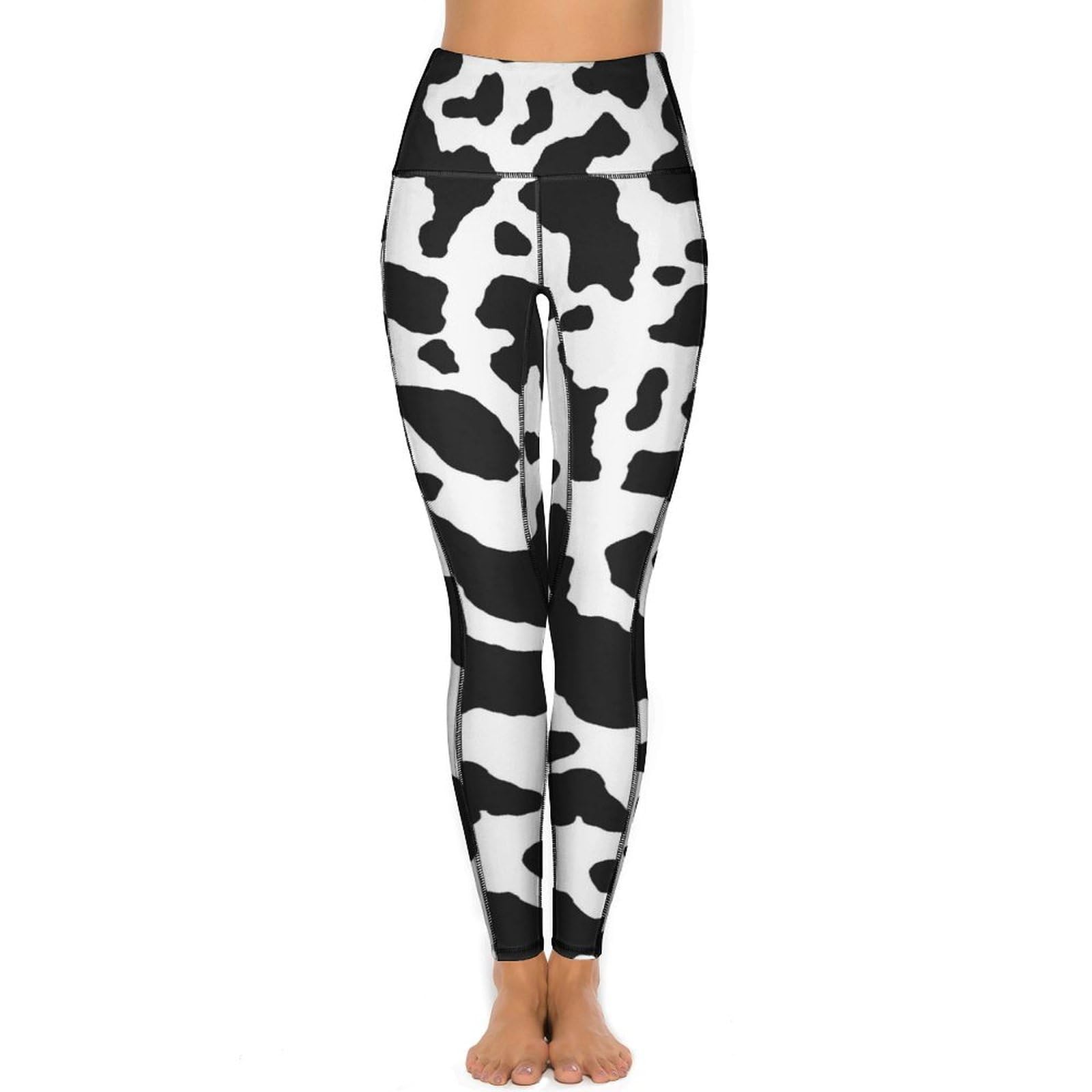 Fjqwklf Women's As Pic Dalmatian Print Yoga Pants With Pockets, High Waist Yoga Pants, Workout Leggings, Gym Leggings For