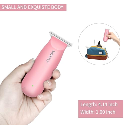 Miniatura 3 de SweetLF Cortadora de pelo silenciosa e inalámbrica, mini kit de corte de pelo con 3 peines guía, recargable por USB, portátil, rosa