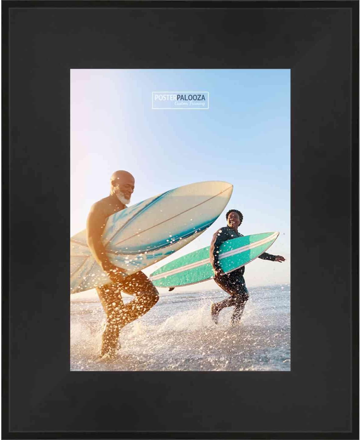 Poster Palooza 24x32 Contemporary Black Complete Wood Picture Frame with UV Acrylic Plexiglass, Foam Board Backing & Hardware Included