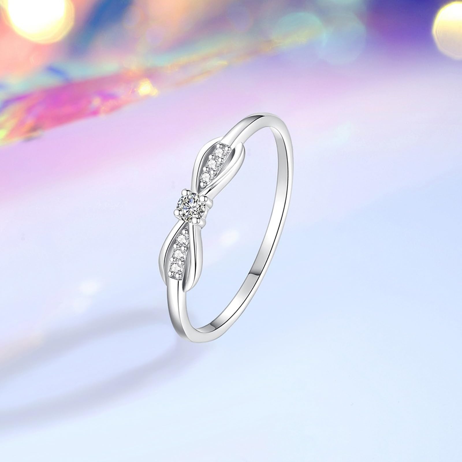 Hochzeit Ringe, Frauen Schleifenknoten mit rundem Diamant-Verlobungsring