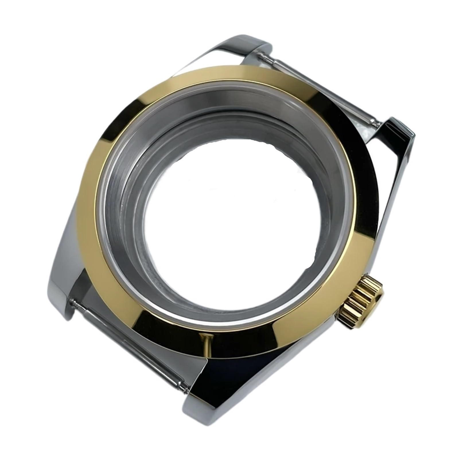 One 39mm DJ NH35 Case Yellow Gold Flat Bezel Sapphire Glass Skx Mod Modified Parts Fits NH35/36 Steel Watch, Case WMT