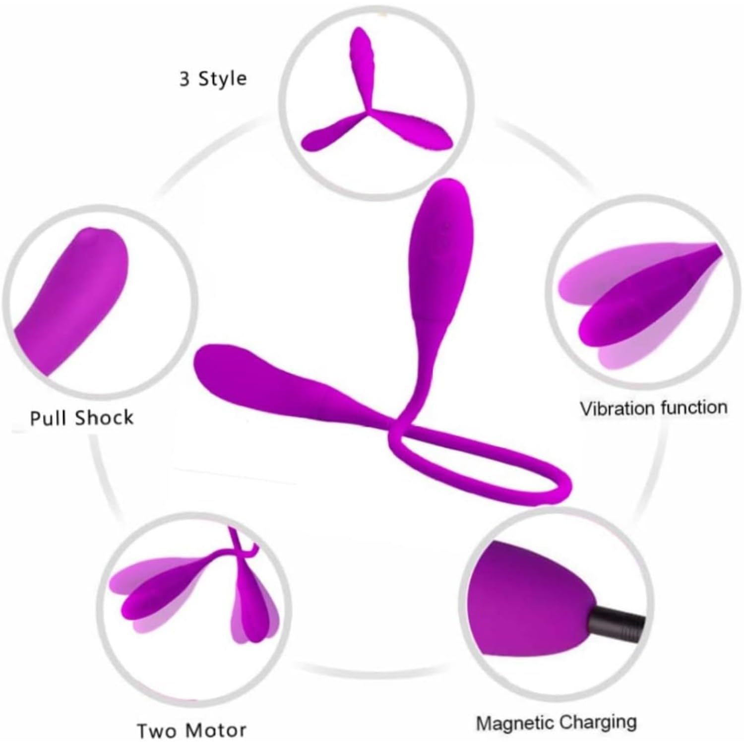 Vibratore, 7 modalità, vibratore impermeabile in silicone a doppia punta, stimolatore del punto G, giocattolo erotico