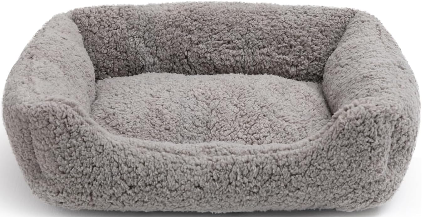 Lit coussin doux pour chat et petit chien, panier gris clair anti-courants d'air
