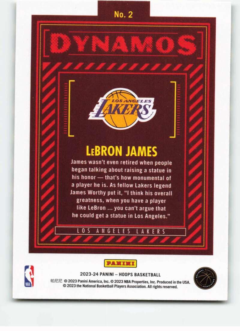 Amazon.com: 2023-24 Panini Hoops Dynamos #2 LeBron James NM-MT Los