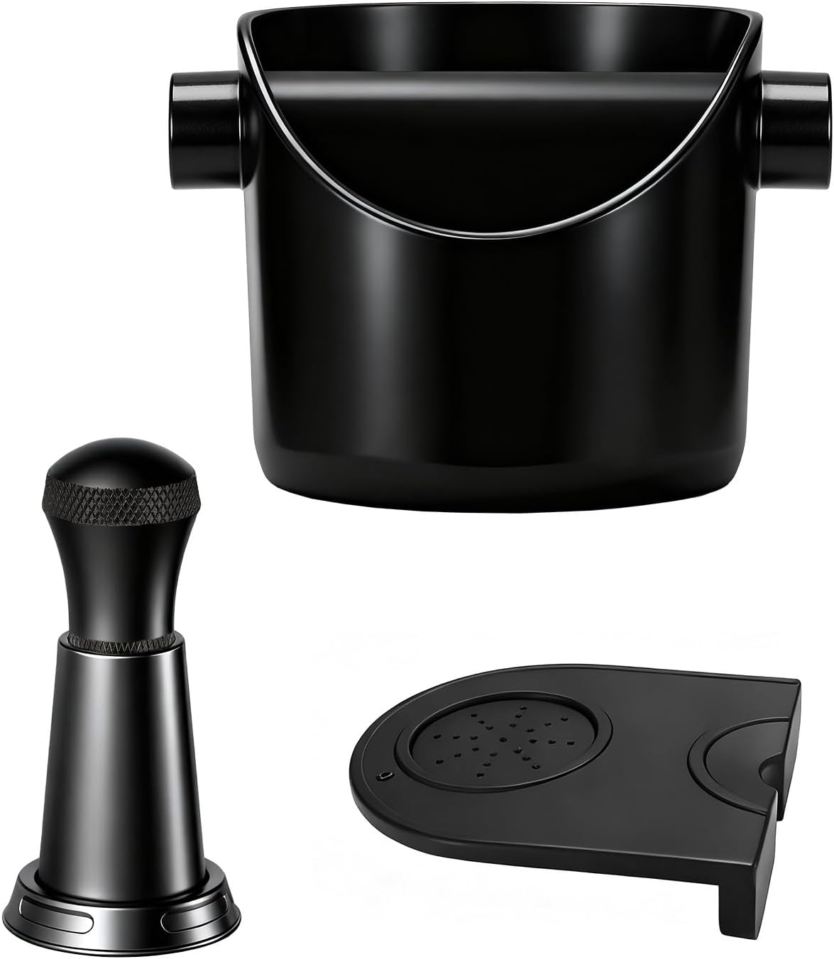 Bettinay Coffee Knock Box, ABS Grounds Knock Box Removable Knock Bar and Non Slip Base with Coffee Cushion and Coffee Stirring Needle