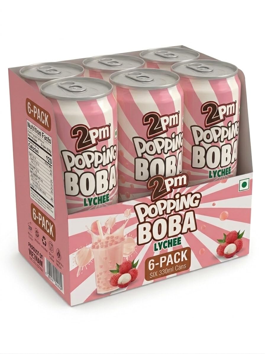 2PM Popping Boba Drink, 330ml | Lychee Flavour with Bursting Boba Pearls | Ready to Drink | Pack of 6-image-42