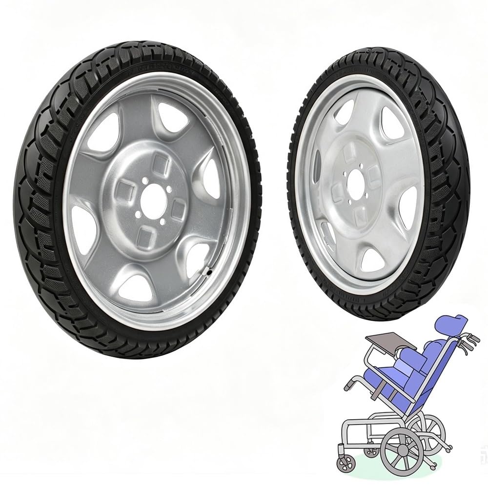 Ruedas Para Sillas De Ruedas Eléctrica Macizos 16x2.5 Ruedas Trasera De Repuesto De Silla De Ruedas, Neumáticos Antideslizante Con Rodamiento(16x2.5-1pcs)