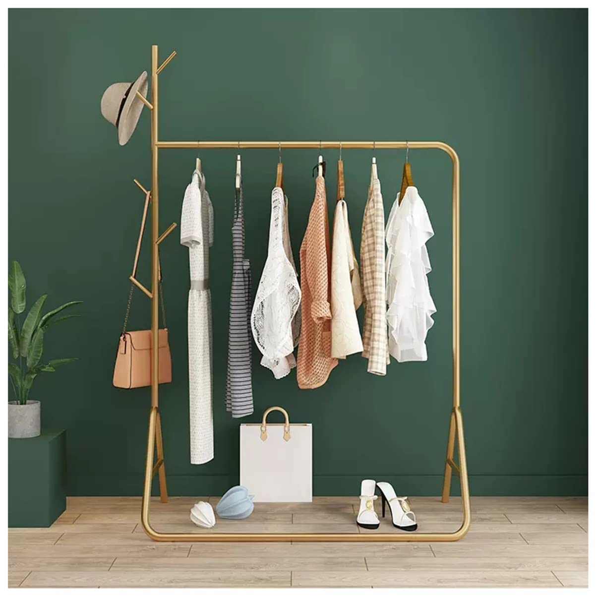 YNBSHGAA Garment Rack Free-Standing Clothes Rack Clothing Rack Coat Rack for Hanging Clothes Boutique Portable Garment Rack/Gold/120Cm,Gold-120Cm