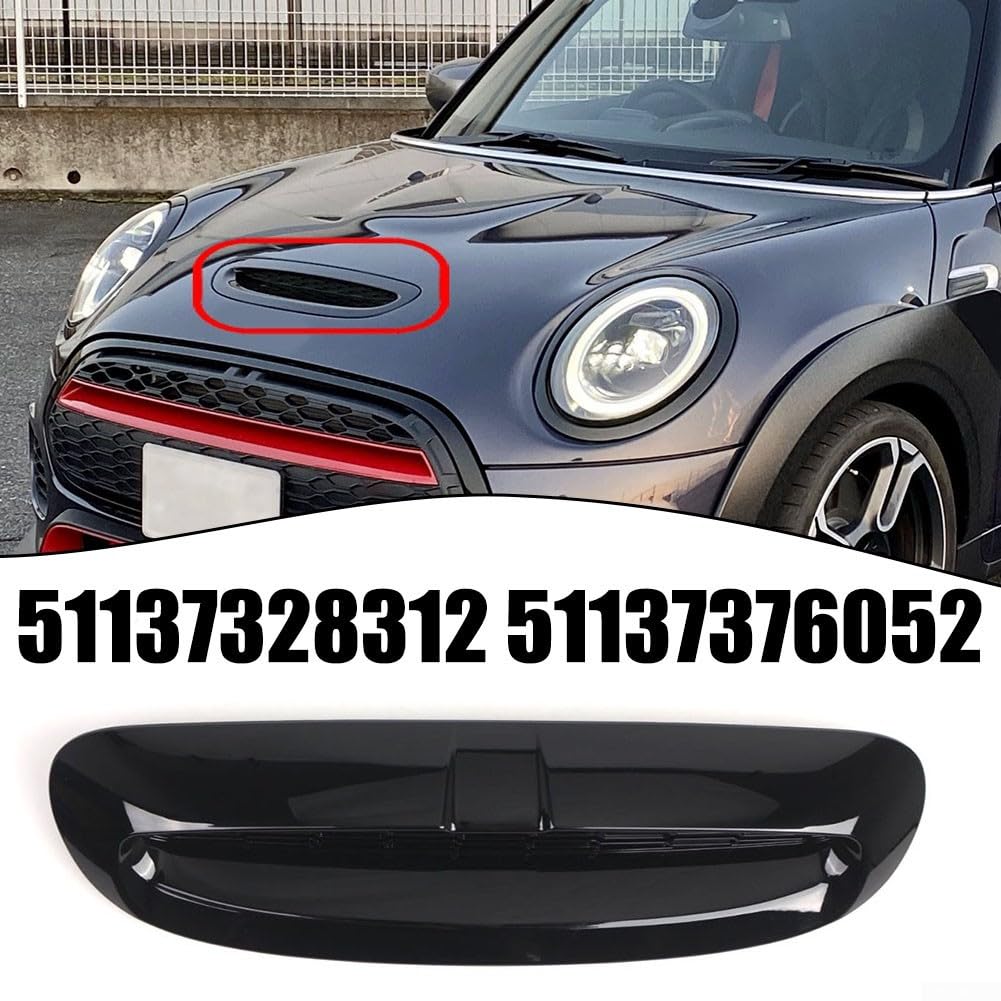 Wlot powietrza do maski silnika MINI Cooper F54 F55 F56 F57 2014-2021, błyszcząca czarna szufla wentylacyjna ABS, zamiennik 51137328312 51137376052