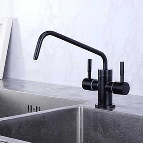 Grifo purificador de agua potable de acero inoxidable giratorio de doble salida purificador de agua negro-C (F)