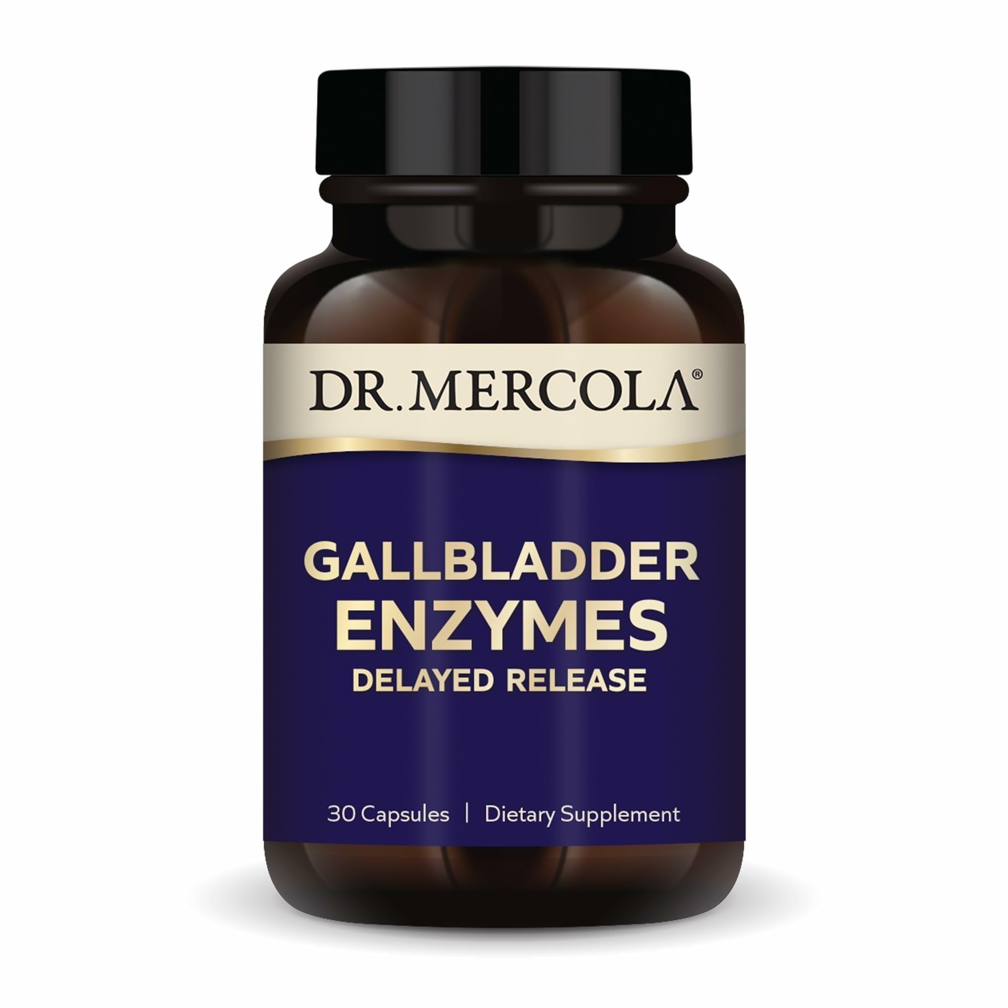 Dr. Mercola Gallbladder Enzymes - Gallbladder & Digestive Health Support - Includes Pancreatic Protease, Amylase & Lipase - Non-GMO, Gluten-Free & Soy-Free - 30 Delayed Release Capsules (30 Servings)