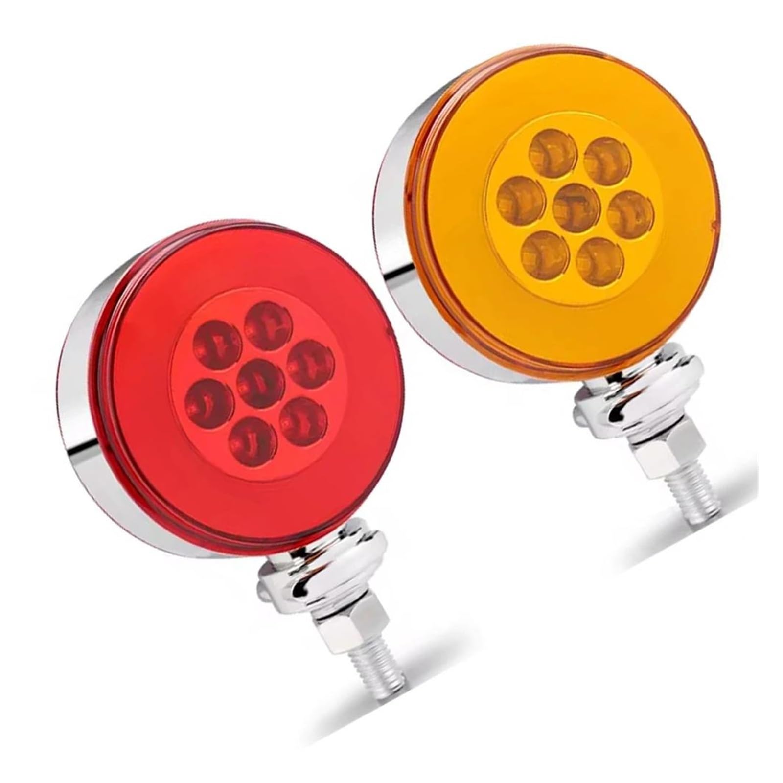 Generico Indicatori Di Direzione 12V-24V LED Rotondo Dual-Face Indicatore Di Direzione Fanale Posteriore Per Camion Rimorchi Auto Camper Luce Posizione Laterale Freccia Laterale