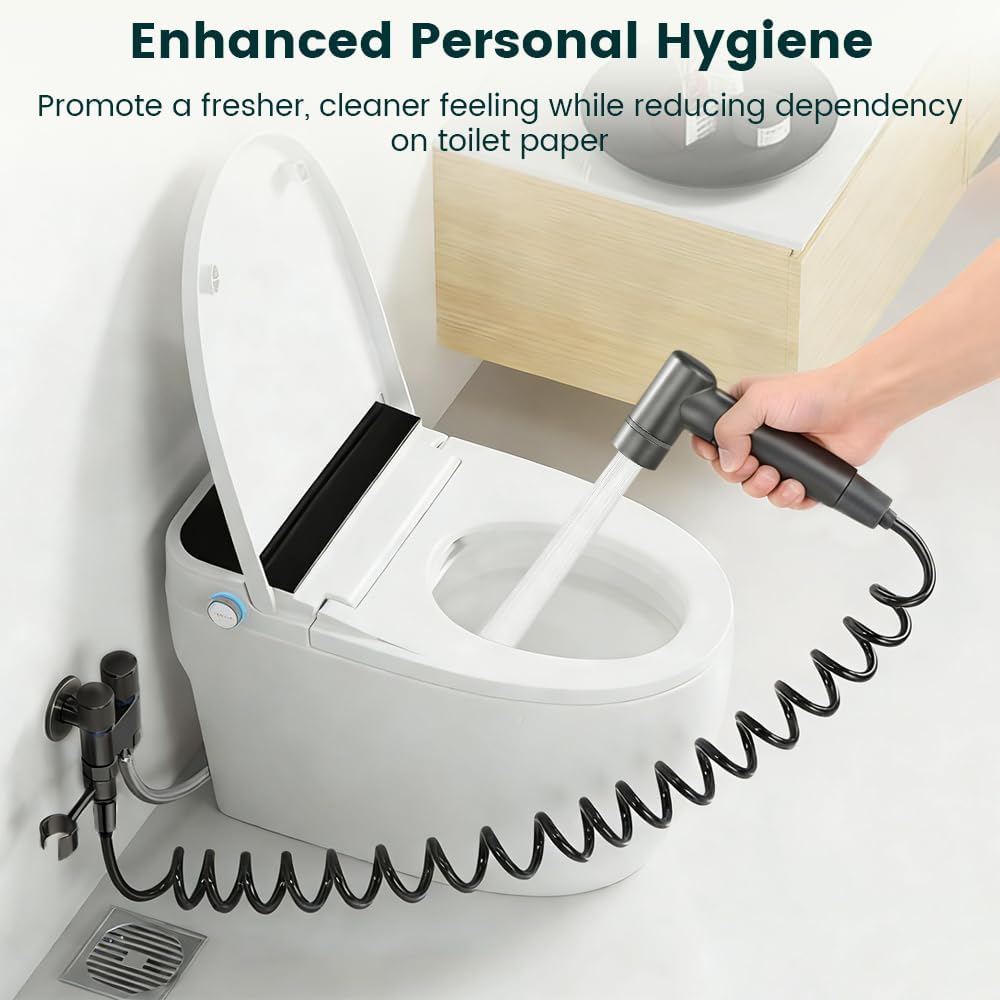Handheld Bidet Sprayer for Toilet, Stainless Steel with Adjustable Pressure Valve & 78-Inch Hose, Easy Installation Sprayer Kit for Feminine Wash, Muslim Shower & Diaper Cleaning