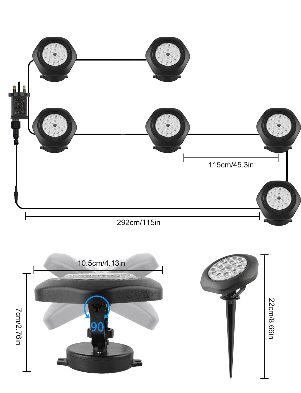 NATPOW Pond Lights, RGB Underwater Spotlights Mains Powered, Aquarium Lights with Bluetooth APP Control - Image 2