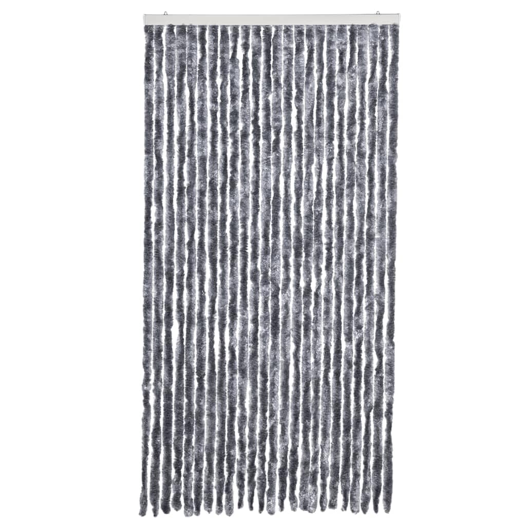 vidaXL Rideau Anti-Mouches, Store Anti-Insectes avec Crochet, Rideau de Porte Longueur et Largeur Réglables, Argenté 100x230 cm Chenille