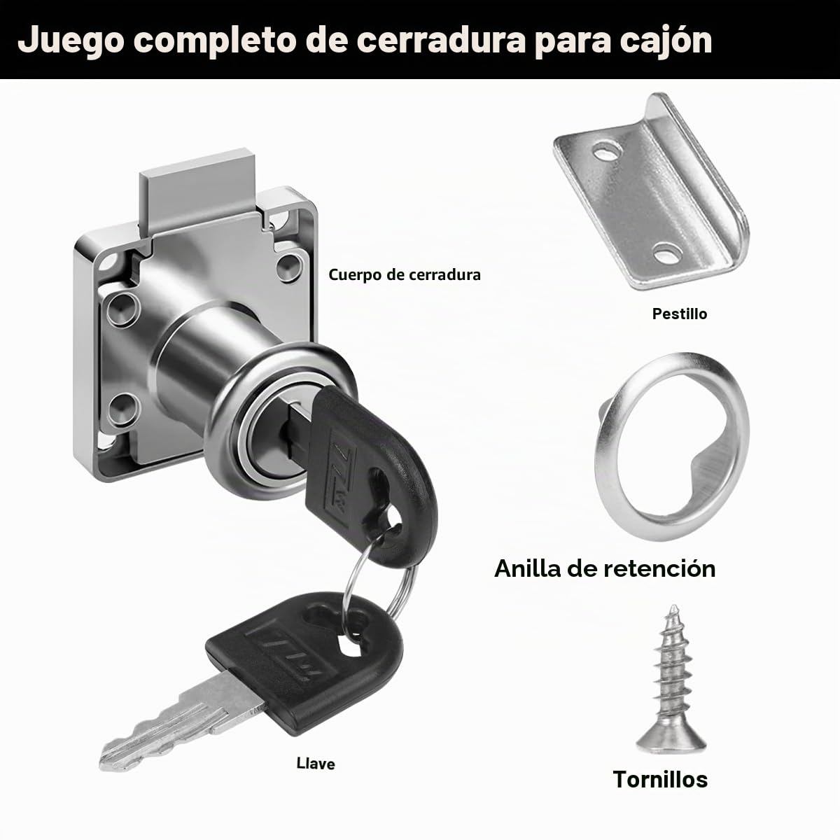 Jinsion 4 Piezas Cerradura Taquilla, Cerradura Armario con Llave, Acero Inoxidable Cerraduras para Armarios, Cerradura Cajon para Cajones y Armarios (4 Cerraduras con Llaves Diferentes)