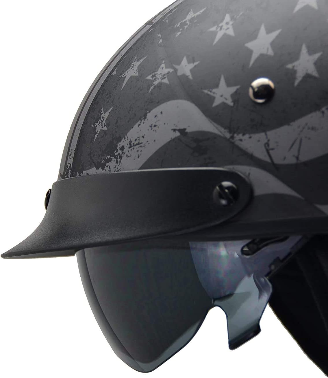 Vega Warrior Motorcycle Half Helmet with Sunshield/Adjustable Size Dial DOT Half Face Skull Cap for Bike Cruiser Chopper Moped Scooter ATV