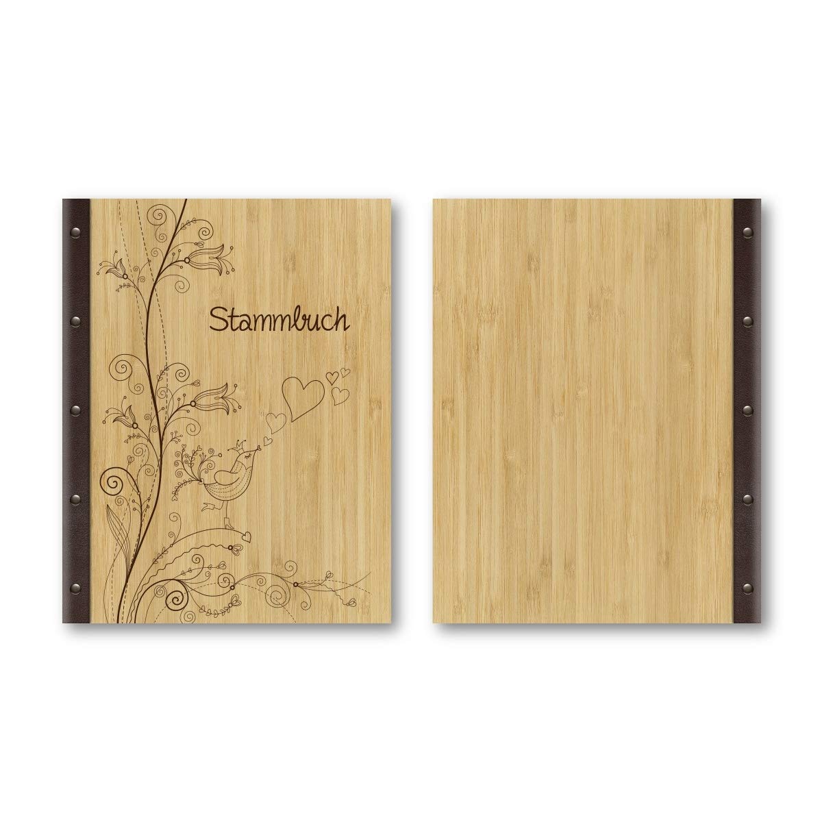 Familien Stammbuch Bambus mit Lederrücken inkl. Extras DIN A4 hoch 240x310mm - Liebesbaum