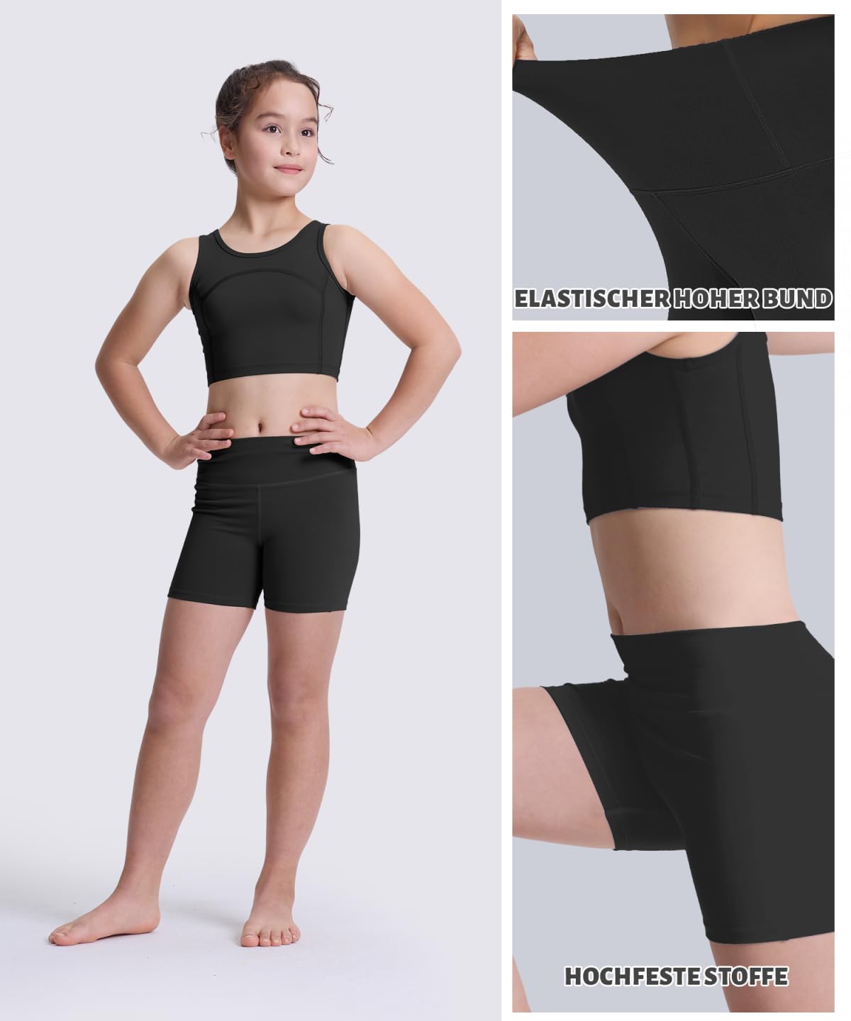 3er Pack 4in Mädchen Shorts – Stretch Kurze Leggings für Kinder, Elastische High-Waist Scrunch-Radlerhose für 6-16 Jahre