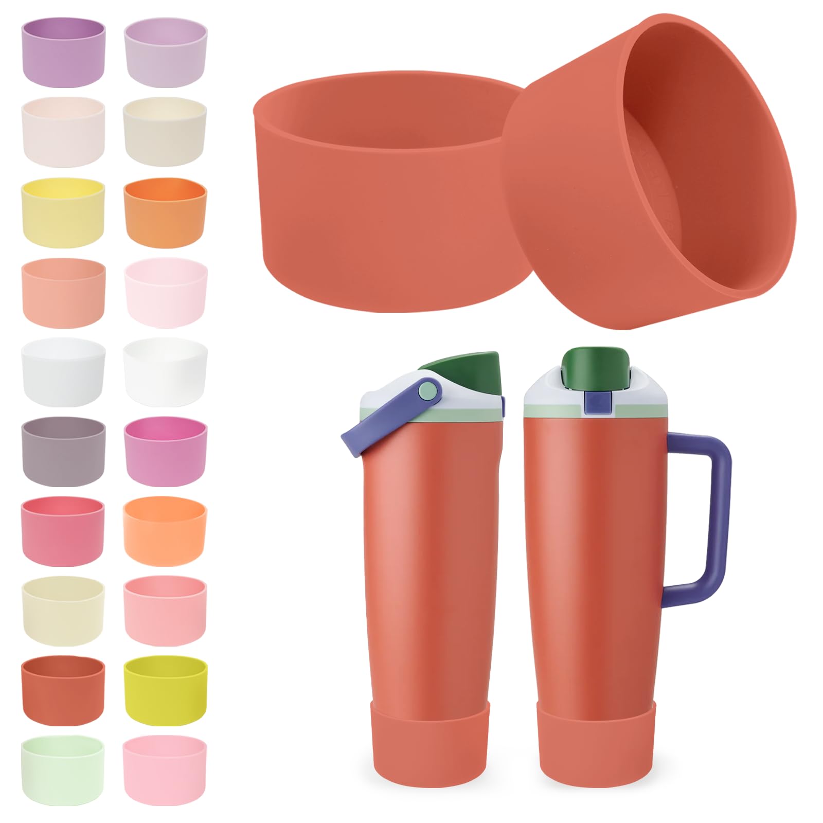 Kaitiaki 2PCS Silicone Boots for Owala 30oz & 40oz FreeSip Sway Bottles & Tumblers โ Non-Slip, Scratch-Resistant, Stability Enhancer for Owala Accessories, Available in 18 Colors (Summer Harvest) โ image 1