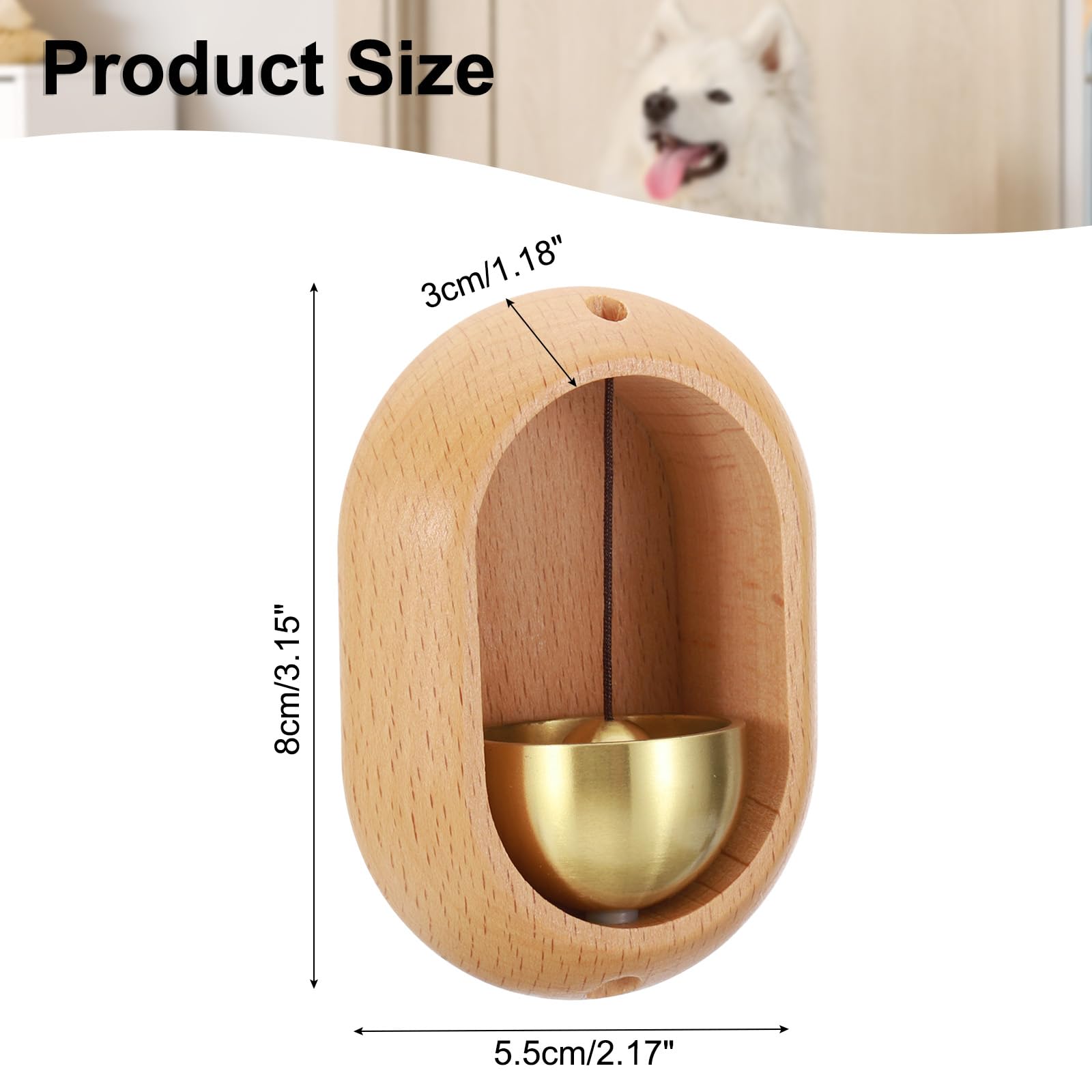 PATIKIL Magnetic Shopkeepers Bell for Door Opening Woodybeing Door Chime for Business Office Ornaments Hanging Decoration Entrance Fridge Sticker Beech (Oval) - Image 2