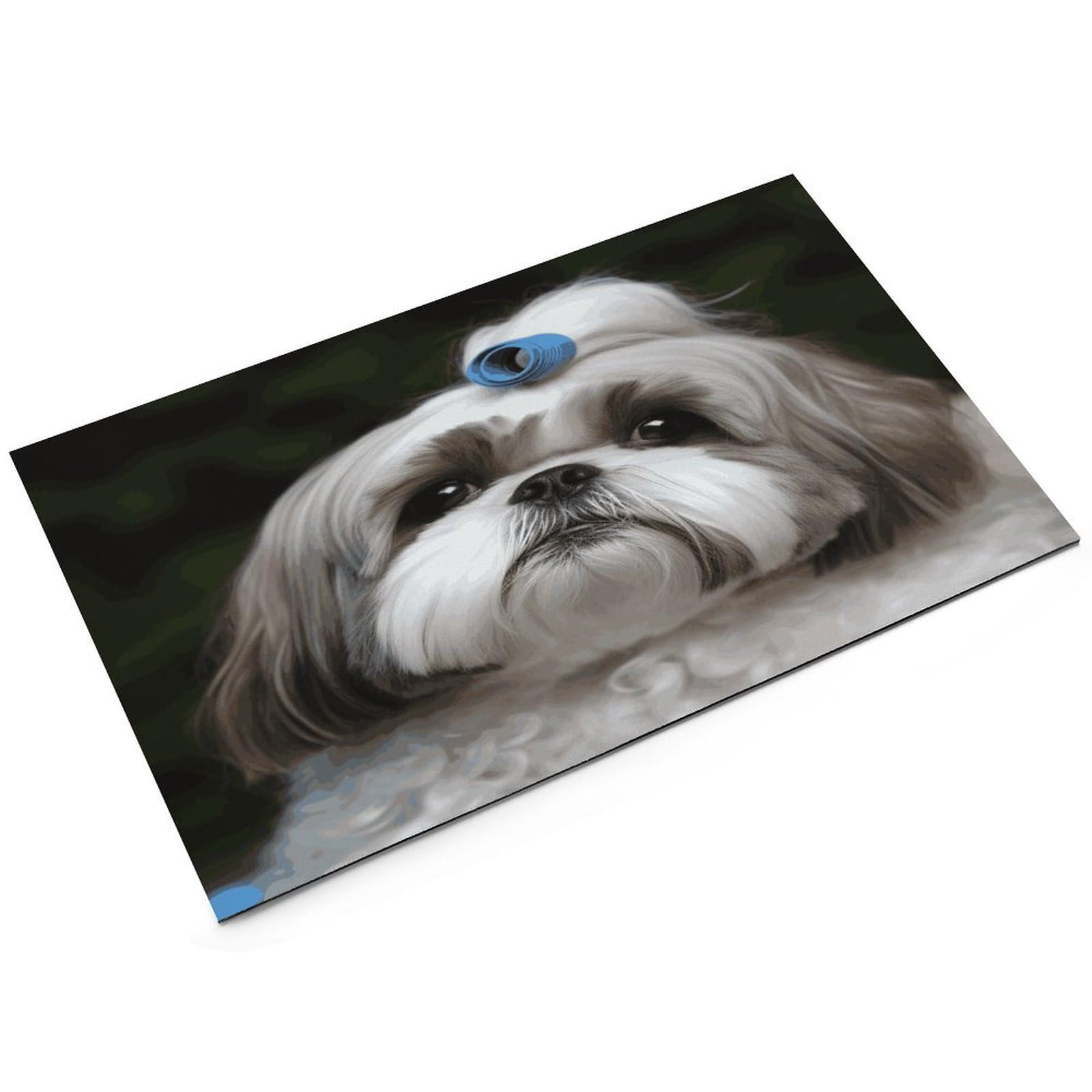 Shih Tzu Tapis de nourriture pour chien et chat – Tapis d'alimentation antidérapant facile à nettoyer pour la nourriture et l'eau, tapis de gamelle pour chien et chat 43,2 x 76,2 cm