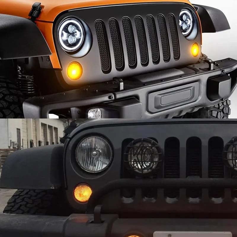 Front Grill Turn Signal Indicator Lights w/Bulb for Jeep Wrangler 2014 2015 2016 2017 68200291AA 68200290AA CH2526103 CH2527103(1pc Left)