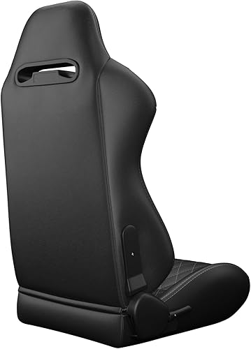 Miniatura 61 de 2 piezas de asientos universales de carreras con deslizadores de doble bloqueo, 1 par de asientos de cubo de cuero PVC con dos almohadas de Negro