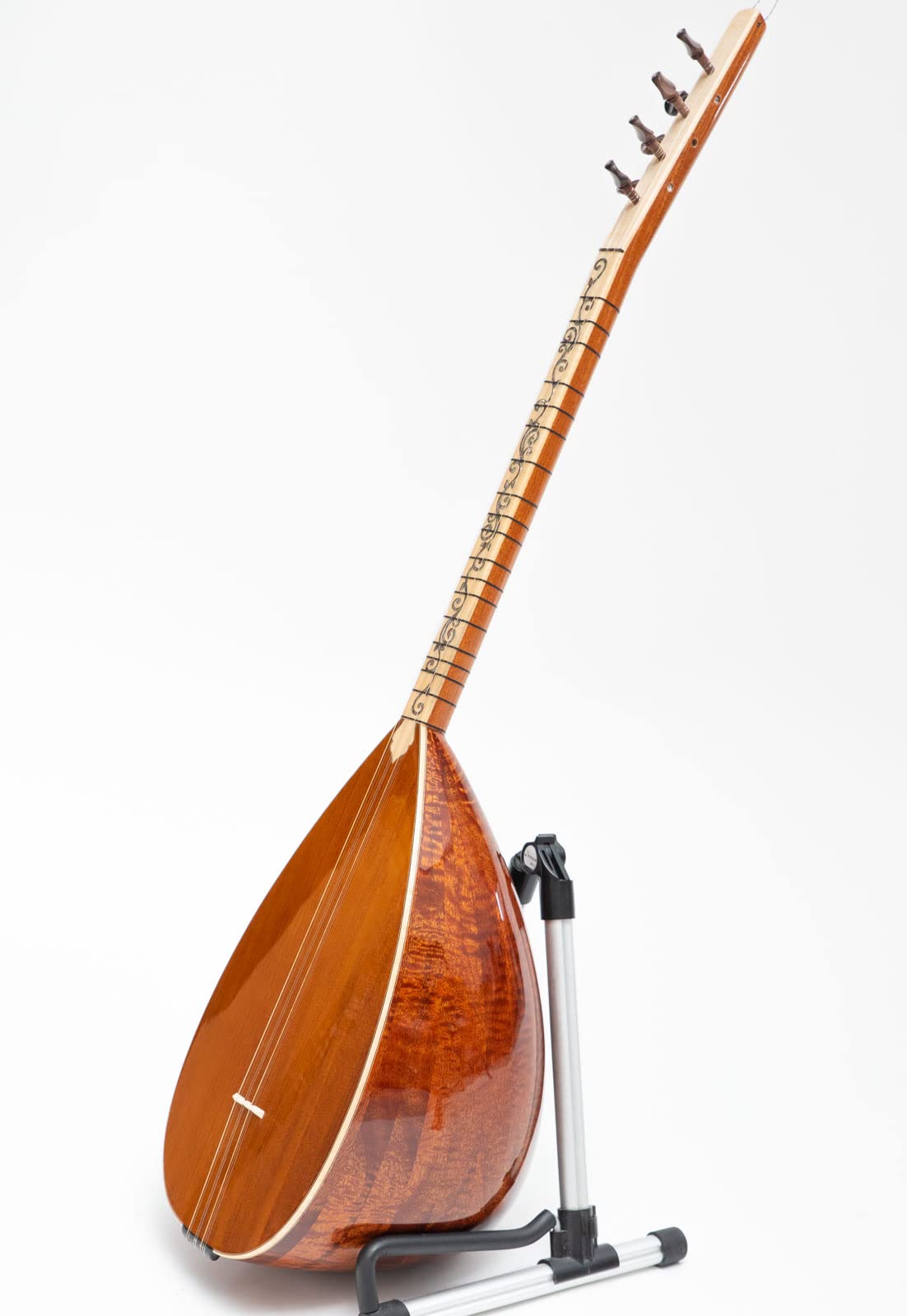 Saz Baglama Pamela-Holz und Perlmutt, professionelles Instrument, türkisches Saiten-Musikinstrument