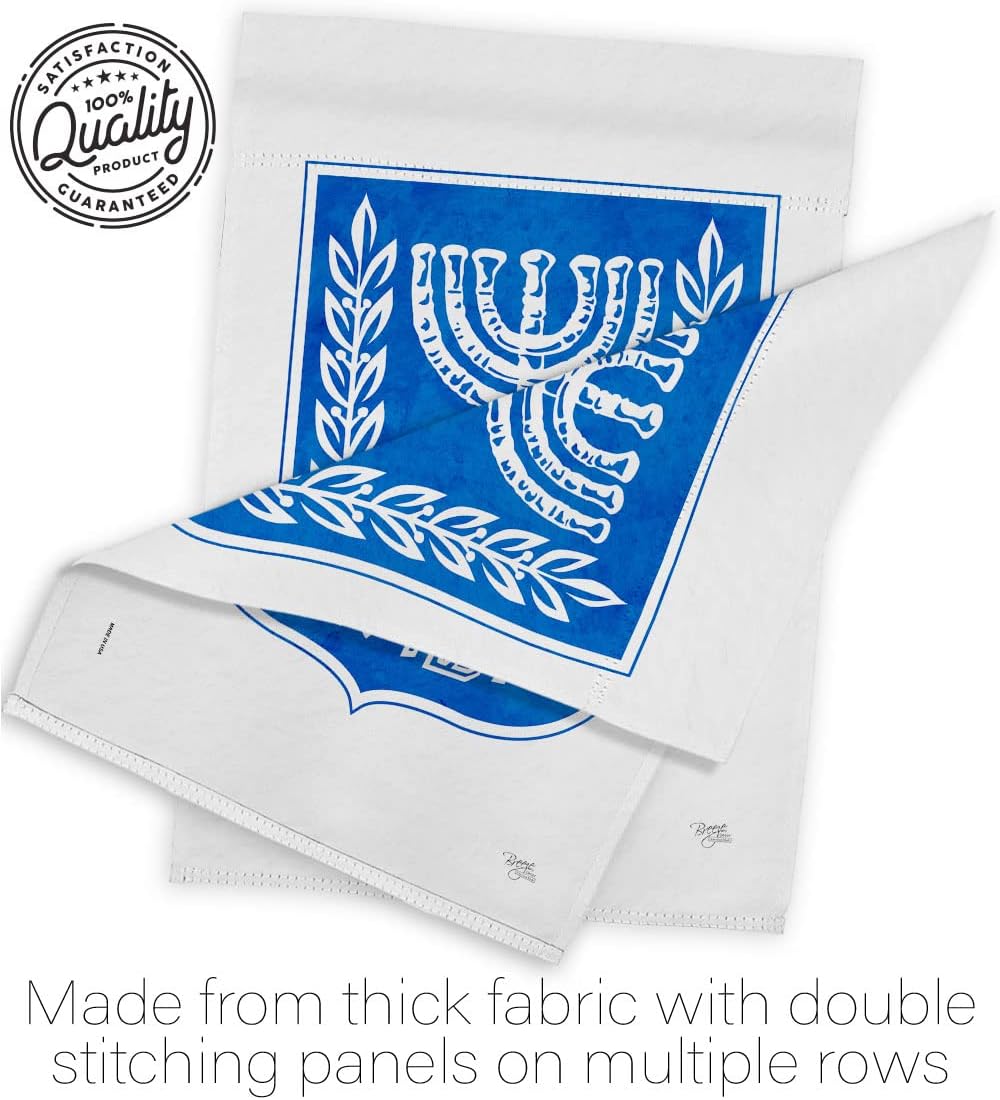Emblem Israel Flag Bandera de Israeli 2 Pcs Banner Room Wall Art Flag Patio Lawn Garden Outdoor Indoor Tapestry Yard Grave Cemetery Signs Grandma Gifts Front Porch Decor Jewish Decorations Made In USA