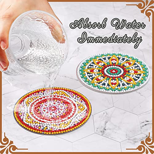 Upins 8Pcs Mandala Diamond Painting Coasters For Drinks Boho Coaster For Drinks Coaster Diy Diamond Art Kits For Adults Kids Beginners Diamond Art Craft Supplies (Mandala) #TOP4