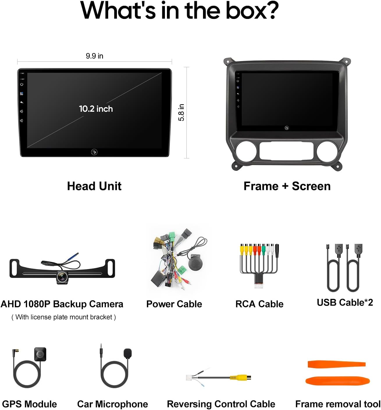 10.2" Car Radio Stereo for Chevy Silverado & GMC Sierra 2014-2018,Android 13 Touch Screen with CarPlay,Android Auto,GPS Navigation,1080P Backup Camera,Bluetooth,WiFi,SWC,FM,AM (4G+64G)