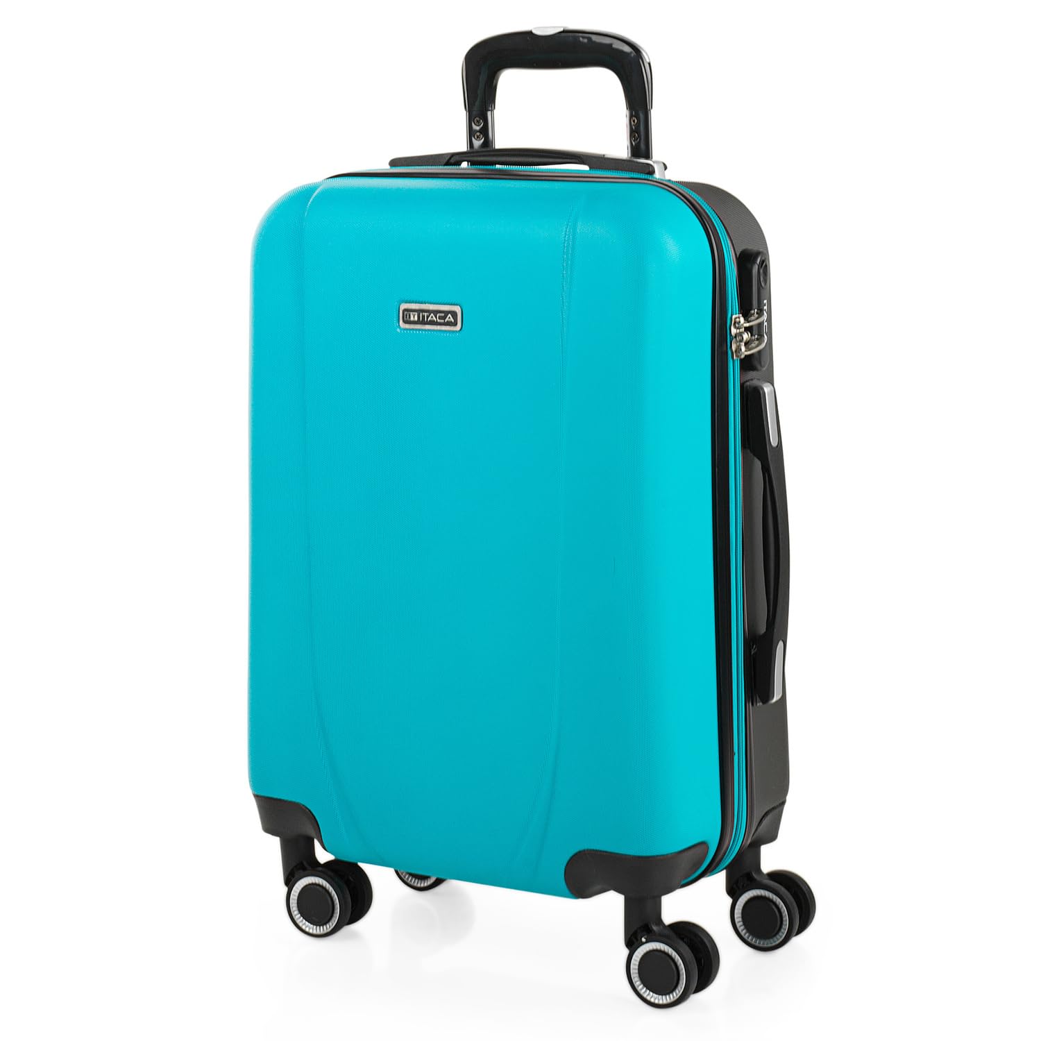 ITACA - Maleta de Cabina 55x40x20 - Maletas De Viaje Cabina Rígidas Trolley con 4 Ruedas Dobles para Avion Ligera Equipaje De Mano Candado de Combinación. Compatible Ryanair, Turquesa-​Antracita