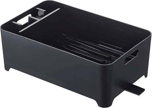 YAMAZAKI Home Tower Dish Drying Rack for Small Household Kitchen Counters with Drainage Spout, Built-in Utensils Holder - Abs Plastic - 1.25 Gallon, 4.5 Liters