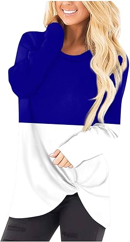 JJHAEVDY Blusas para mujer, elegantes, casuales, de manga larga, trenzadas, cuello redondo, color sólido, sudaderas casuales