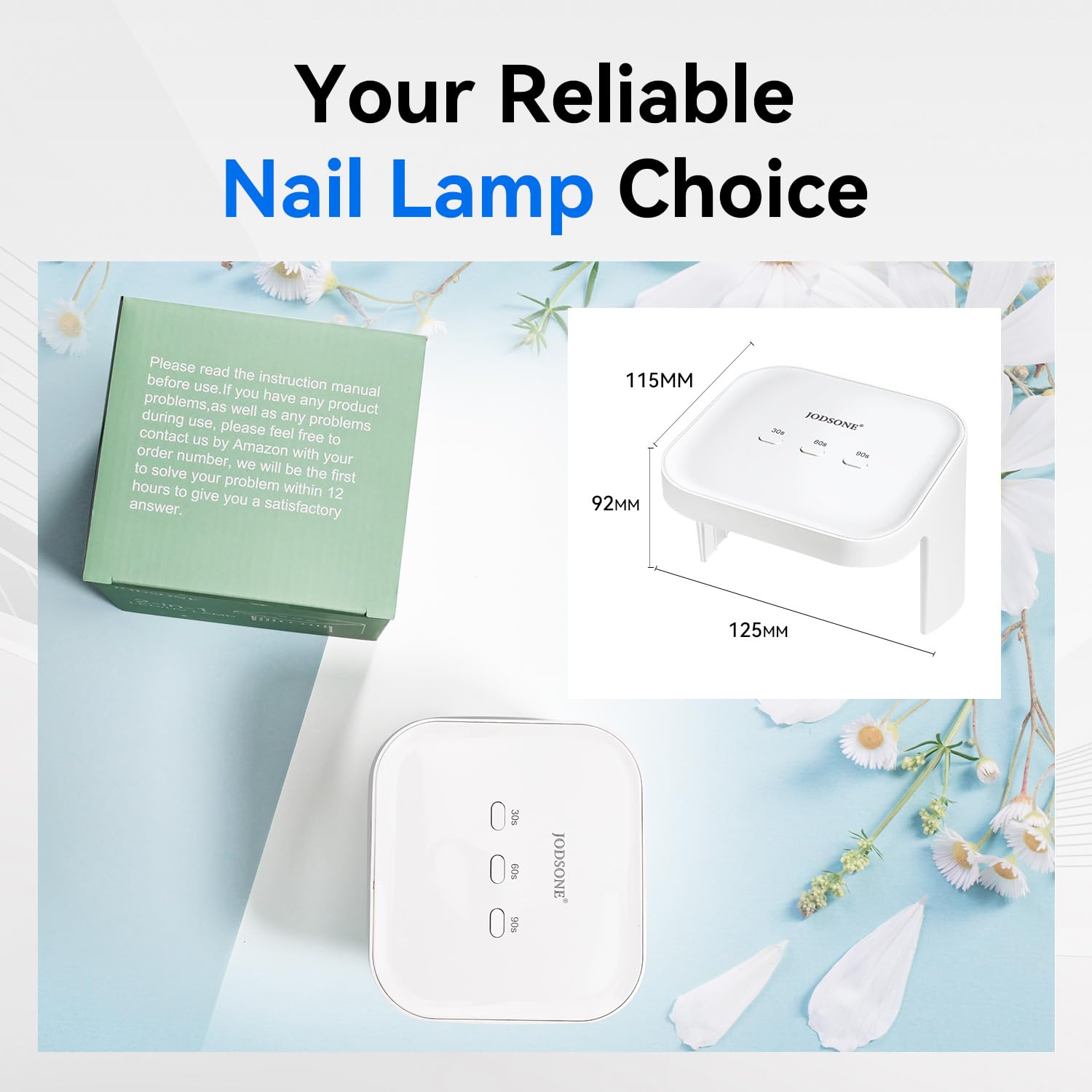 JODSONE Lampada professionale per nail art UV LED, ampio spazio, sensore automatico, 3 modalità di temporizzazione per nail art fai da te a casa, bianca