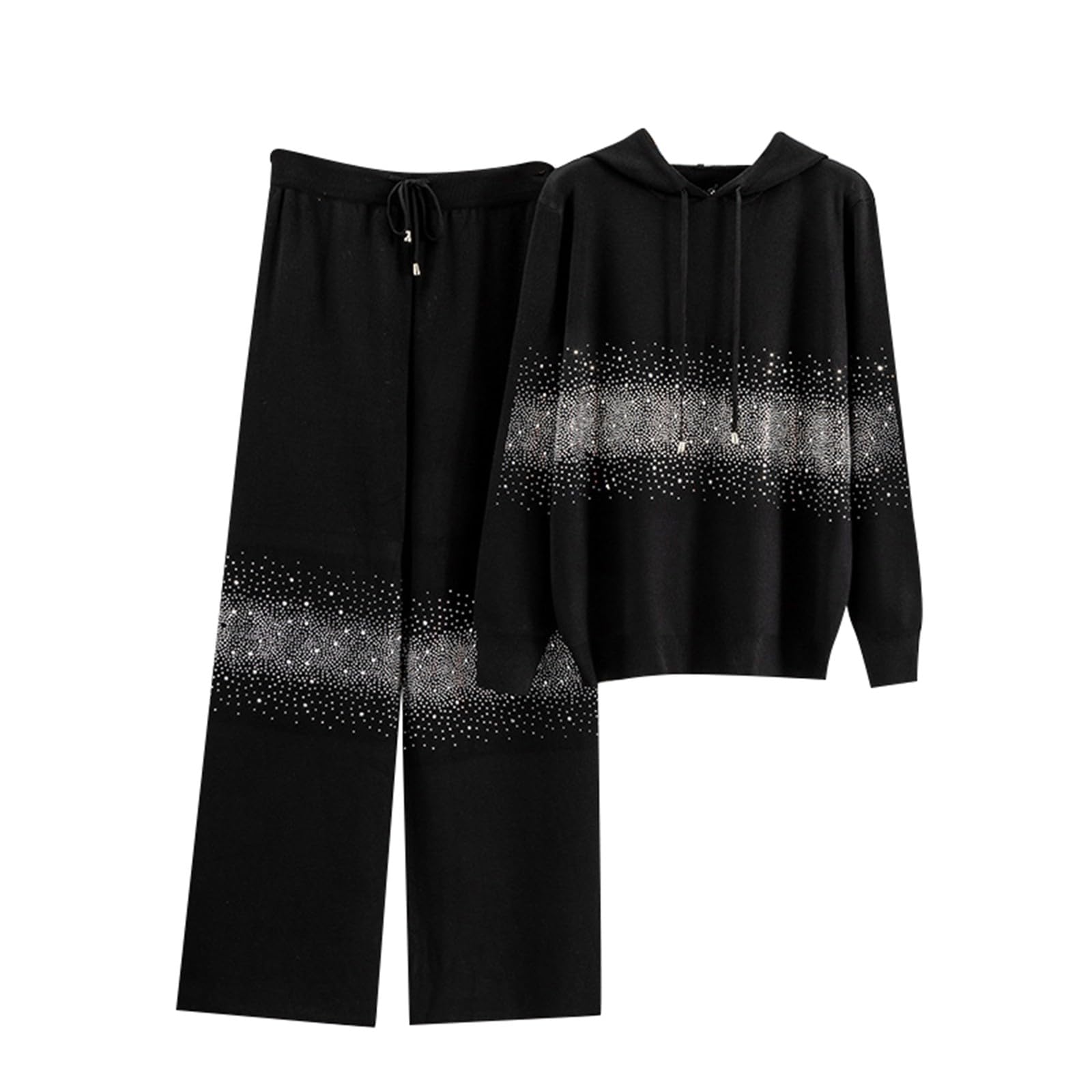 Pantaloni in maglia, cardigan casual a maniche lunghe e pantaloni, coordinati jogger in due pezzi morbidi e comodi per l'uso quotidiano e il relax a casa, abbigliamento da casa elegante