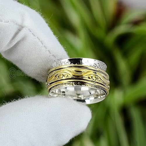 Miniatura 2 de Spinning Rings For Women, 925 Sterling Silver Ring, Spinner Silver Ring, Handmade Spinner Ring, Anxiety Spinner Ring, Boho Spinner Ring, Spinner