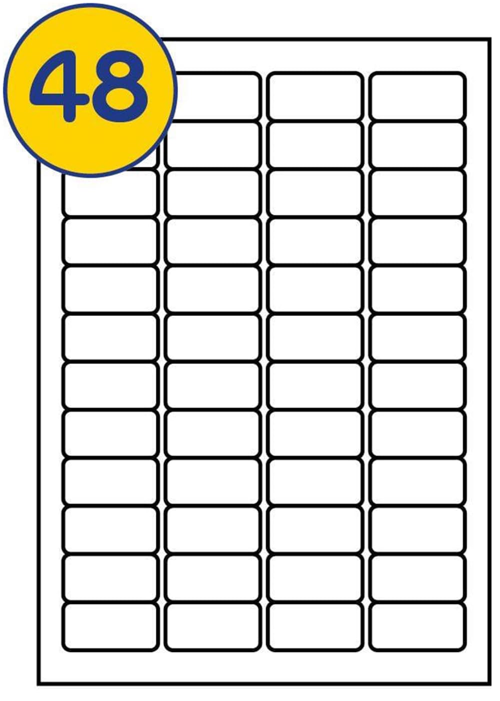 LABELS4U 500 Sheets A4, 48 Labels per Sheet, Size 45.7 x 21.2mm (24000 Labels)