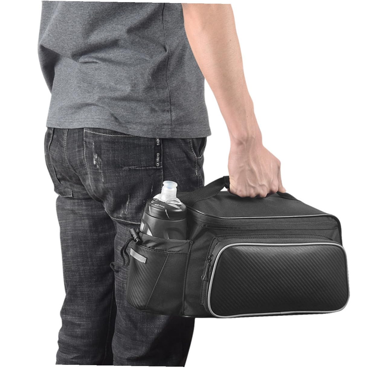 Gatuida Borsa da Portapacchi per Bici, Capienza Ampia, Nero | Nailon Strisce Riflettenti, Alta Visibilità, per Bici Pieghevoli e Bici per Ragazzo Ragazza, Accessorio Ciclismo