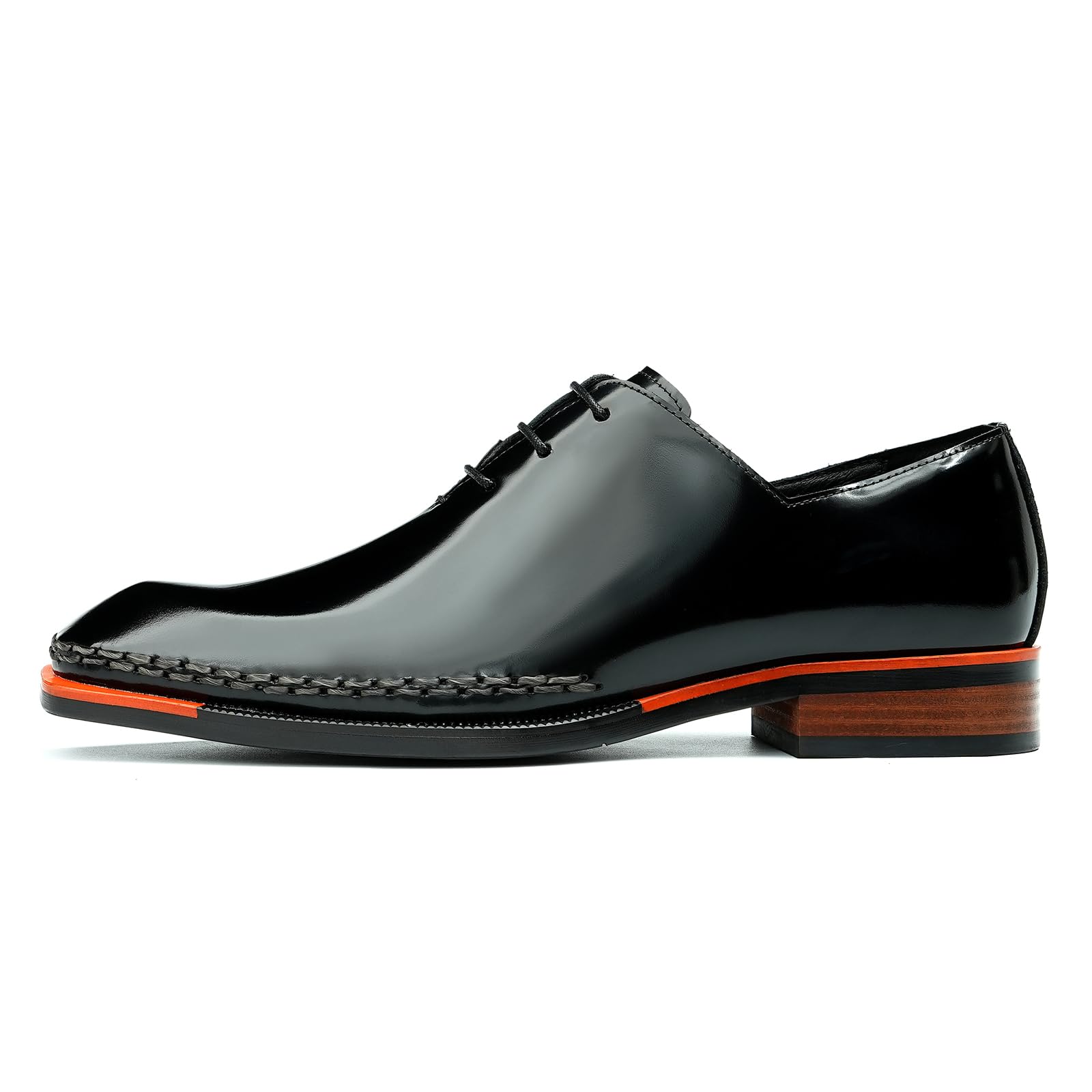 Oxfords Pulidos Hechos a Mano para Hombre Zapatos con Cordones Cuero Genuino Punta Cuadrada Zapatos de Vestir Formales Negocios