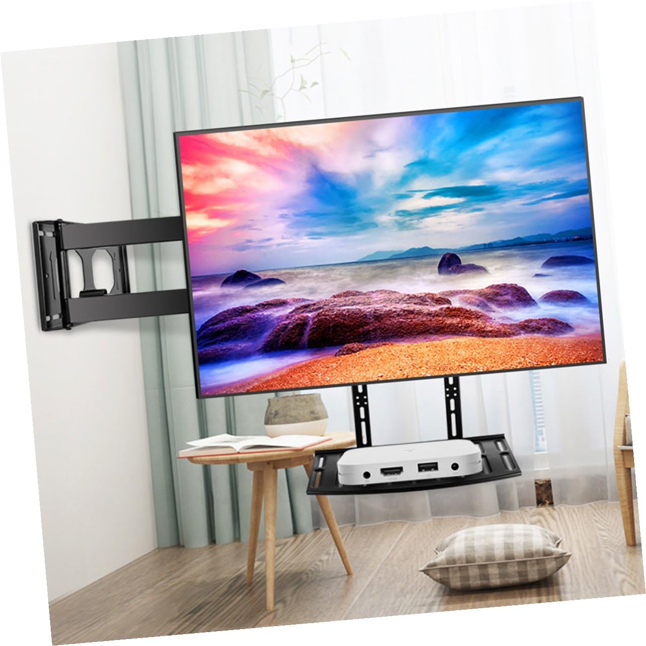 TOYANDONA Mensola da Parete per Stoccaggio Router e Organizzazione Cavi Supporto senza Fori in Acciaio Laminato a Freddo Nera per Modem e Box Tv