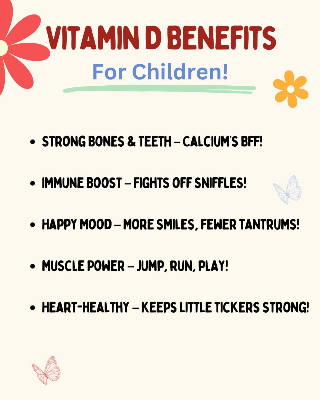 Vitamin D3 Gummies for Kids 2+ – Clean Ingredient Strawberry Gummies, Vegan & Non-GMO, Low Glycemic Vitamin D Supplement for Immune & Bone Support, 30 Count