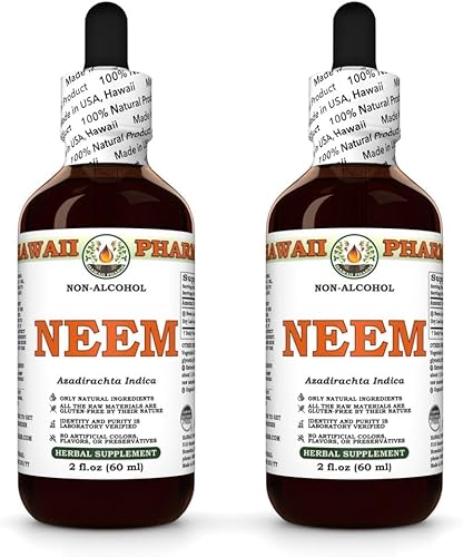 Miniatura 5 de Extracto líquido sin alcohol de Neem, suplemento herbario natural de glicerita de hoja seca de neem orgánico (Azadirachta Indica), Hawaii Pharm, EE.