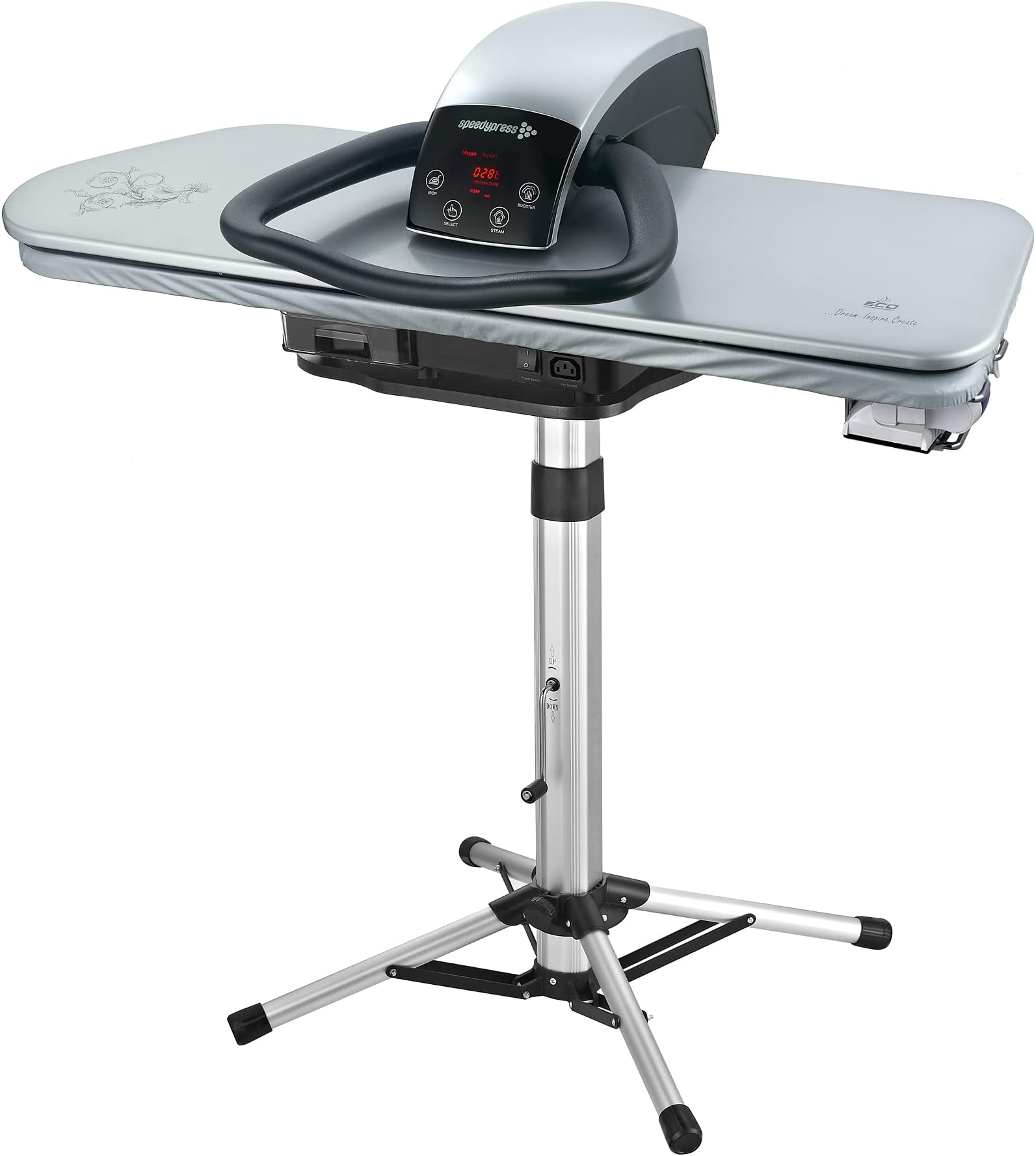 Steam Ironing Press 101HD Silver Heavy Duty Professional 101cm with Stand by Speedypress (+ Free Iron Attachment, Anti-Scale Water Filter, Replacement Cover & Foam Underfelt)