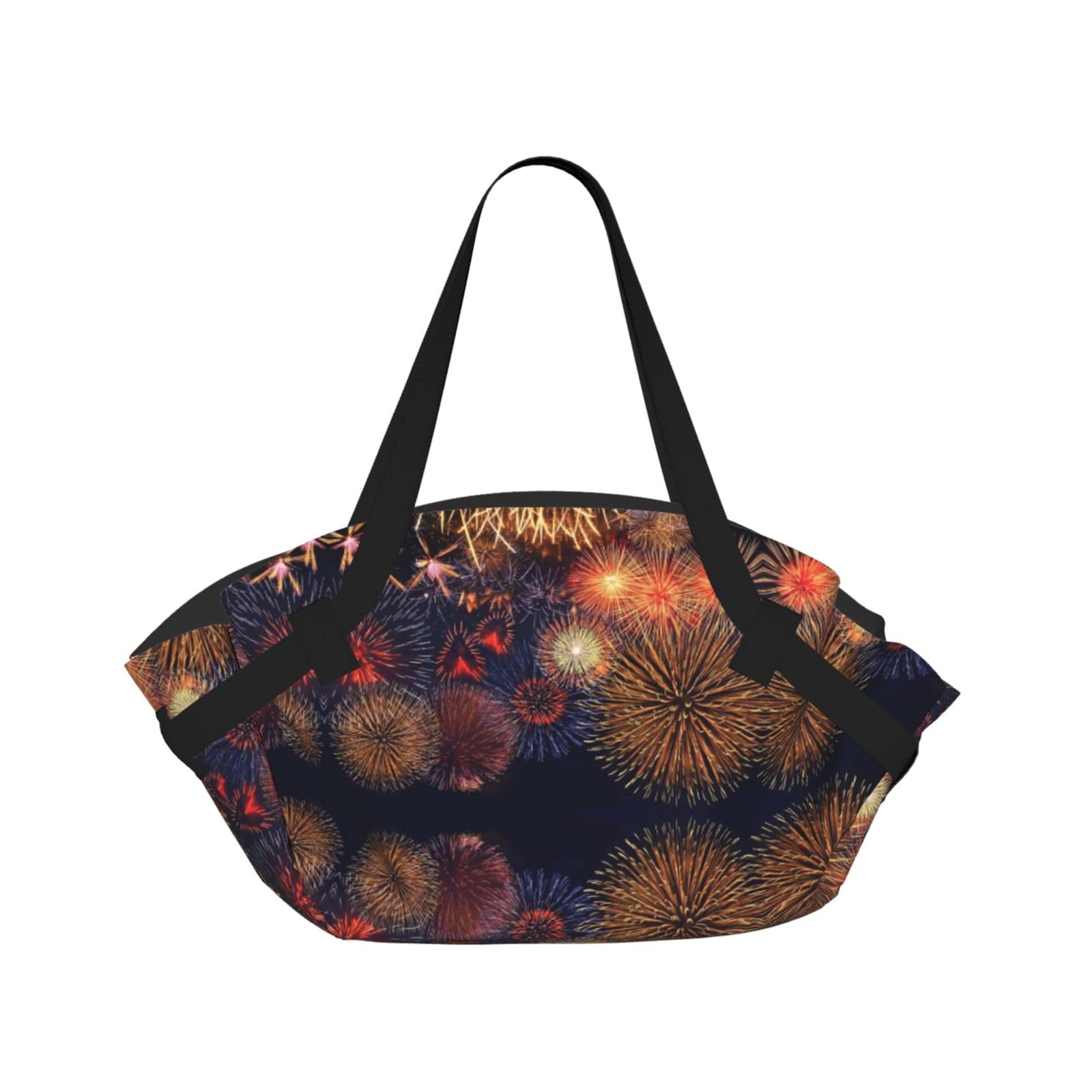UVBDF Fireworks 2-in-1 Camping Blanket Tote, Waterproof Stylish Printed Outdoor Bag for Beach Park and Picnic