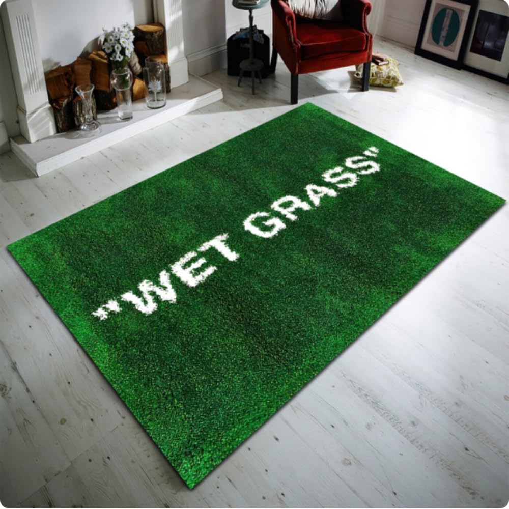 Tapis Rectangulaire en Polyester Vert 80X150CM, Tapis de Sol pour Chambre, Salon, Canapé, Décoration d'Intérieur, Résistant à l'Eau, Facile à Nettoyer