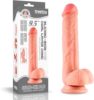 Prótese Realística 24,5 cm com Camada de Dupla Intensidade - LOVETOY SLIDING-SKIN DUAL LAYER DONG - Sexshop