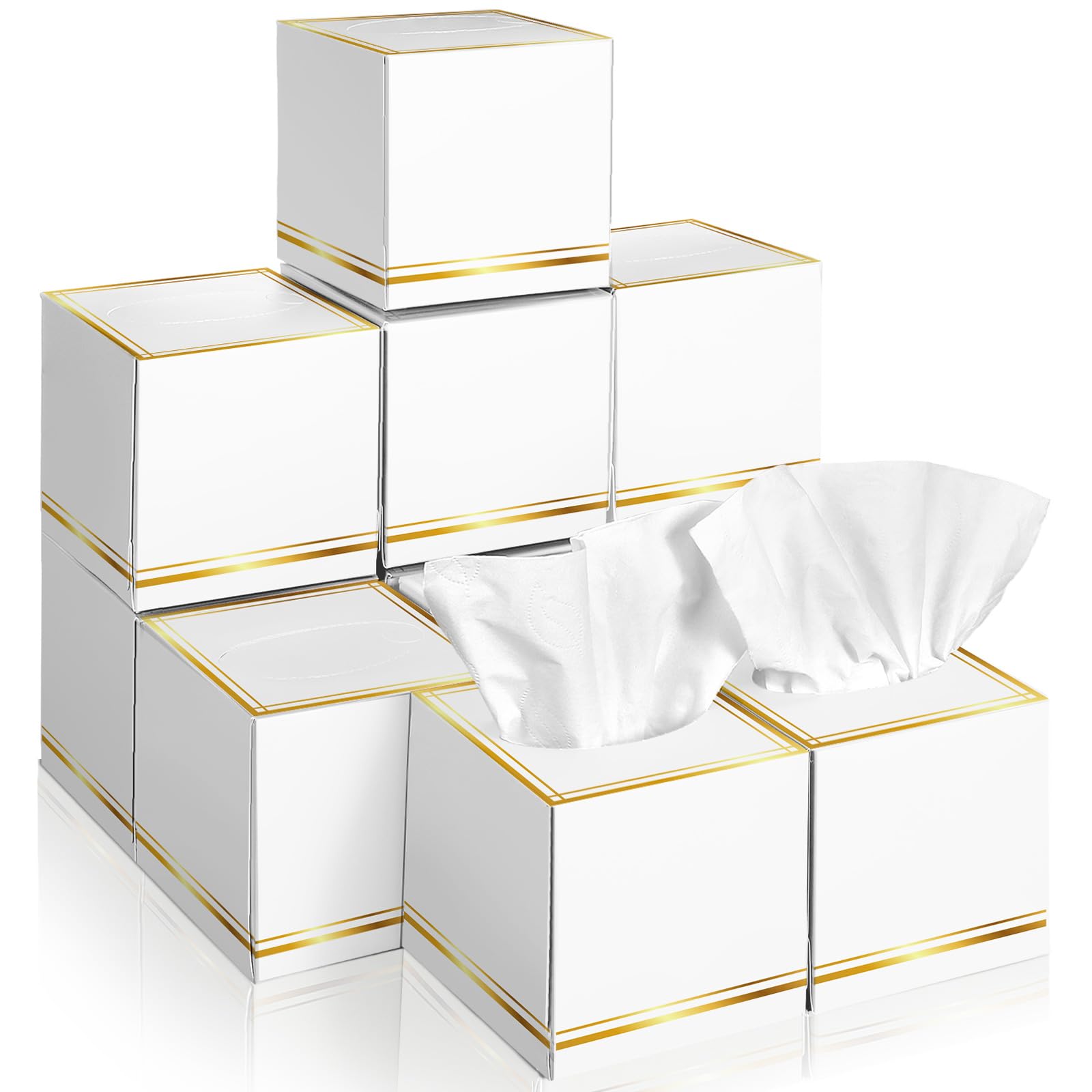 Fourluoo 12 Pack Facial Tissues Cube Boxes Face Box 600 Sheets 3 ply Soft Paper Square Tissues Bulk for Car Pocket Toilet Household Bedroom Family(