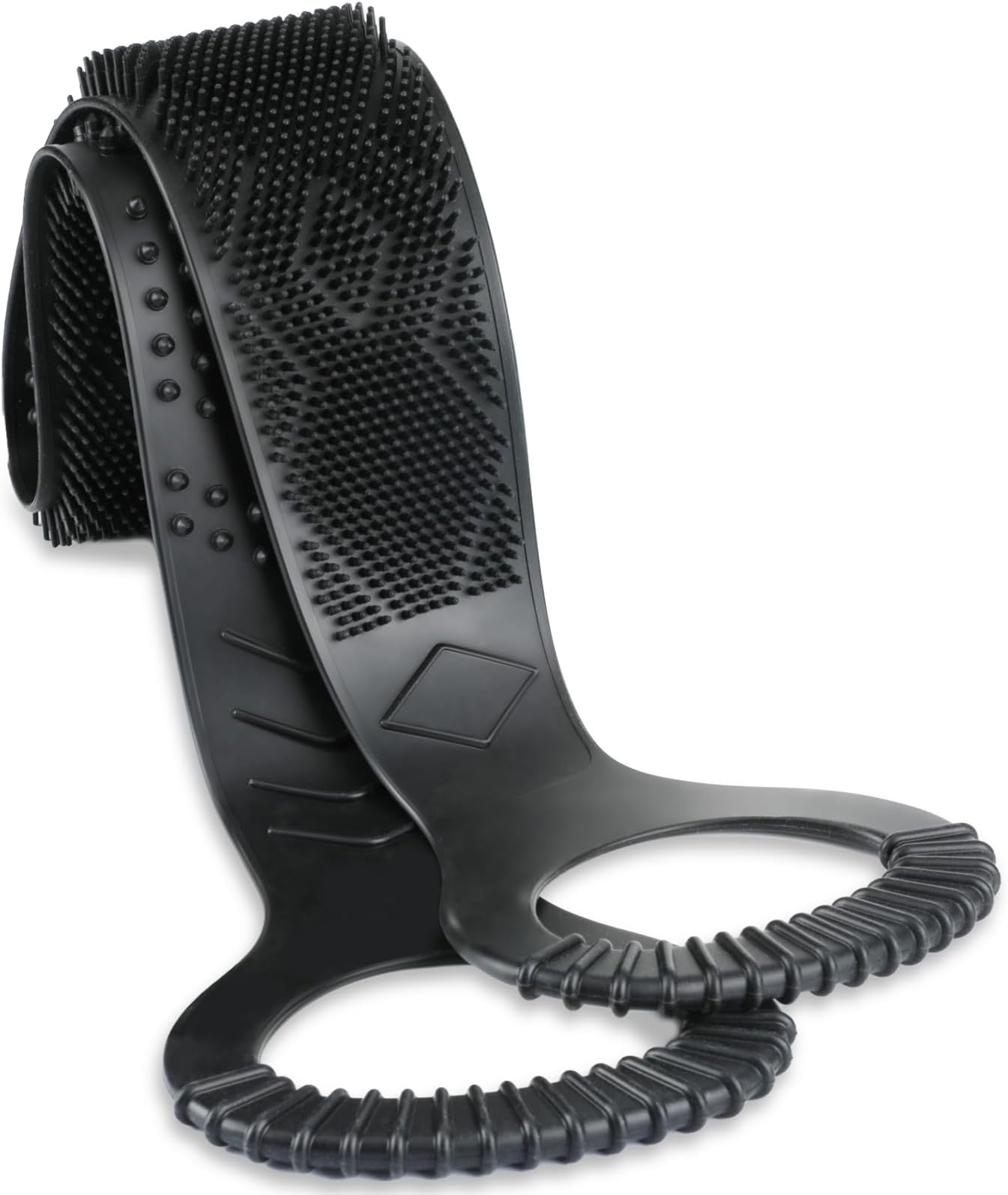 FREATECH Silicone Back Scrubber for Shower, 90cm Dual-Sided Back Washer Exfoliator Strap to Clean, Exfoliate and Massage, Easily Cover the Entire Back for Men Women, Easy to Clean, Black